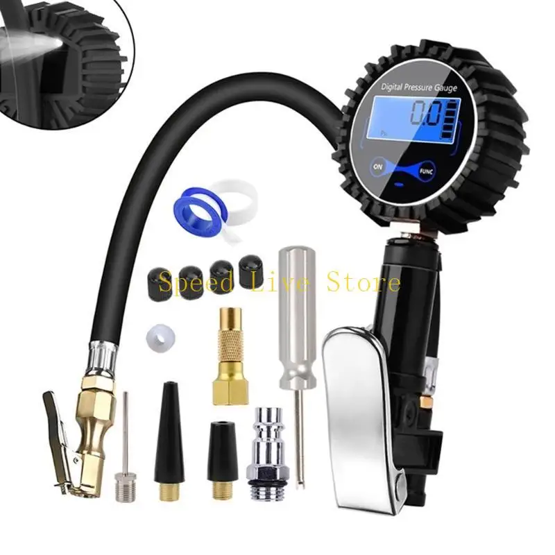 

547C Digital Tire Pressure Inflator Gauges Aluminum Tyre Pressure Meter for Car Bike