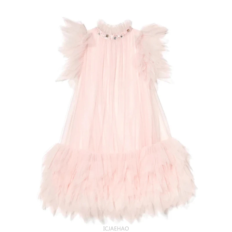 Party Dress Summer New Children Girls Halter Neck Tulle Cake Tutu Skirt Kids Pageant Show Outfit Daily Princess Gown Costume