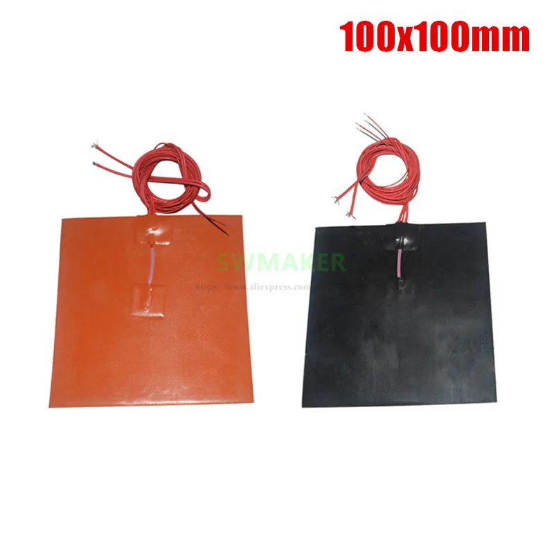 100x100mm 50W 100W small 3D Printer Heat Bed Silicone Rubber Heater 100*100mm Electric Heating Pad Customized