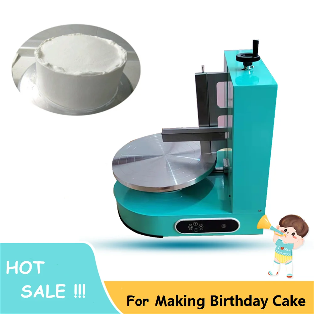 

New Automatic Birthday Cake Cream Spreading Machine Cakes Chocolate Coating Equipment Bread Cake Cream Enrobing Machine