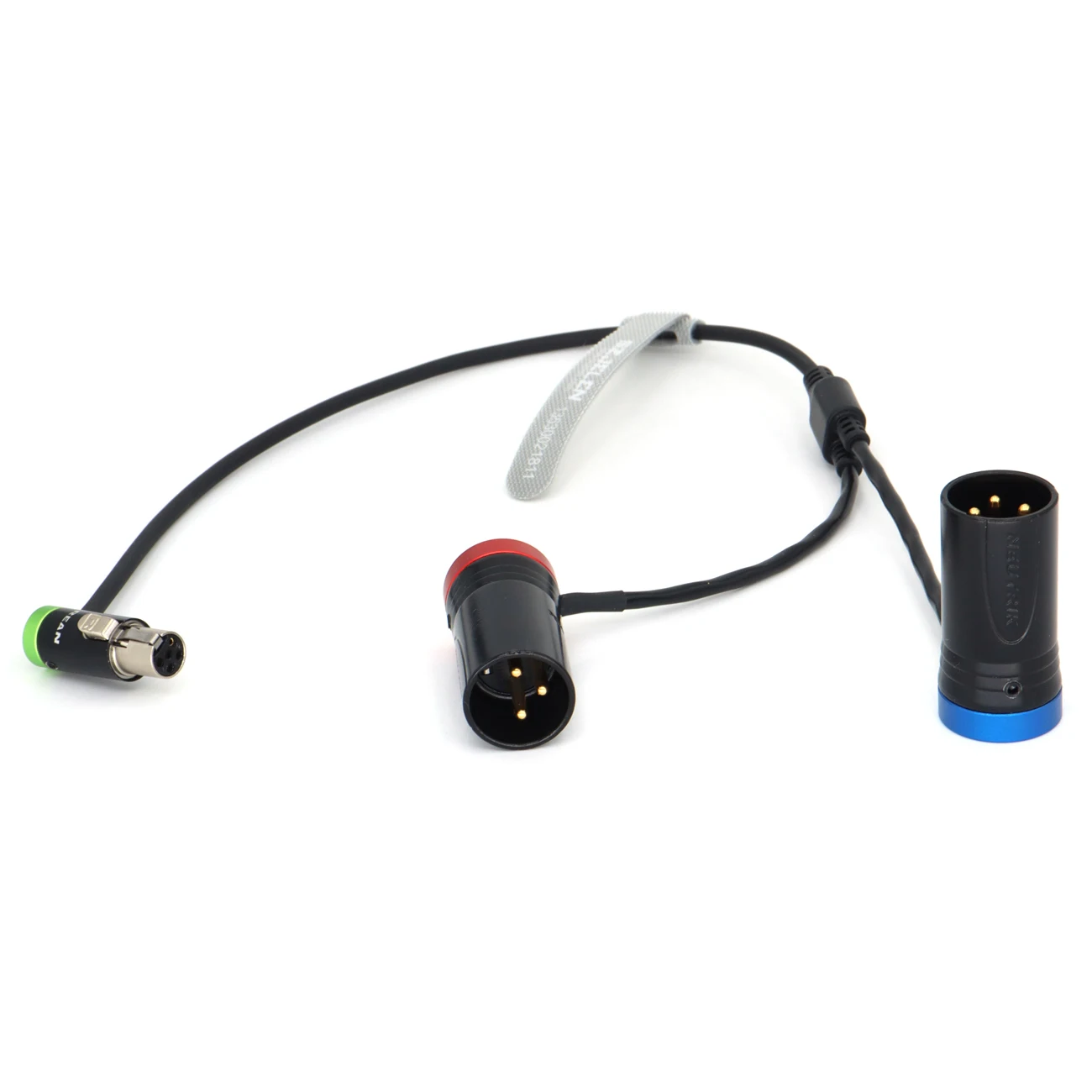 Low-profile ta5f mini XLR 5-pin female to two low-profile XLR NEUTRIK 3-pin XLR male connectors for Zaxcom qrx200 audio cables