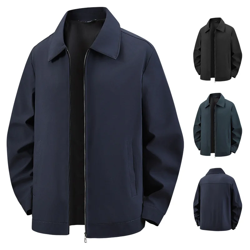

Man Jacket Autumn Thin Turn Down Collar Long Sleeve Zipper Men Outerwear Windproof Breathable Bussiness Casual Coat For Male