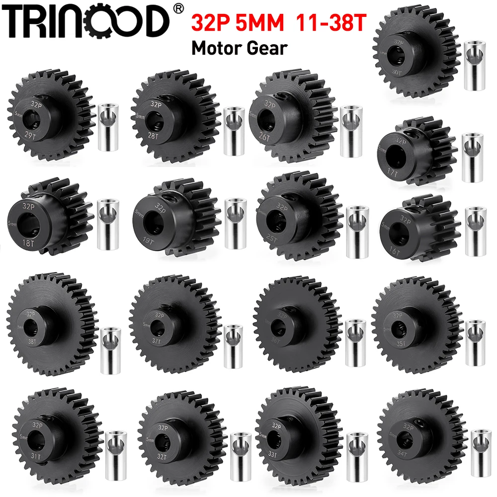 TRINOOD Acciaio 32P Pignone Ingranaggio Motore 11-38T 5MM per 1/10 1/8 1/6 1/5 RC Buggy Monster Truck Drift Car Off-Road Crawler parti