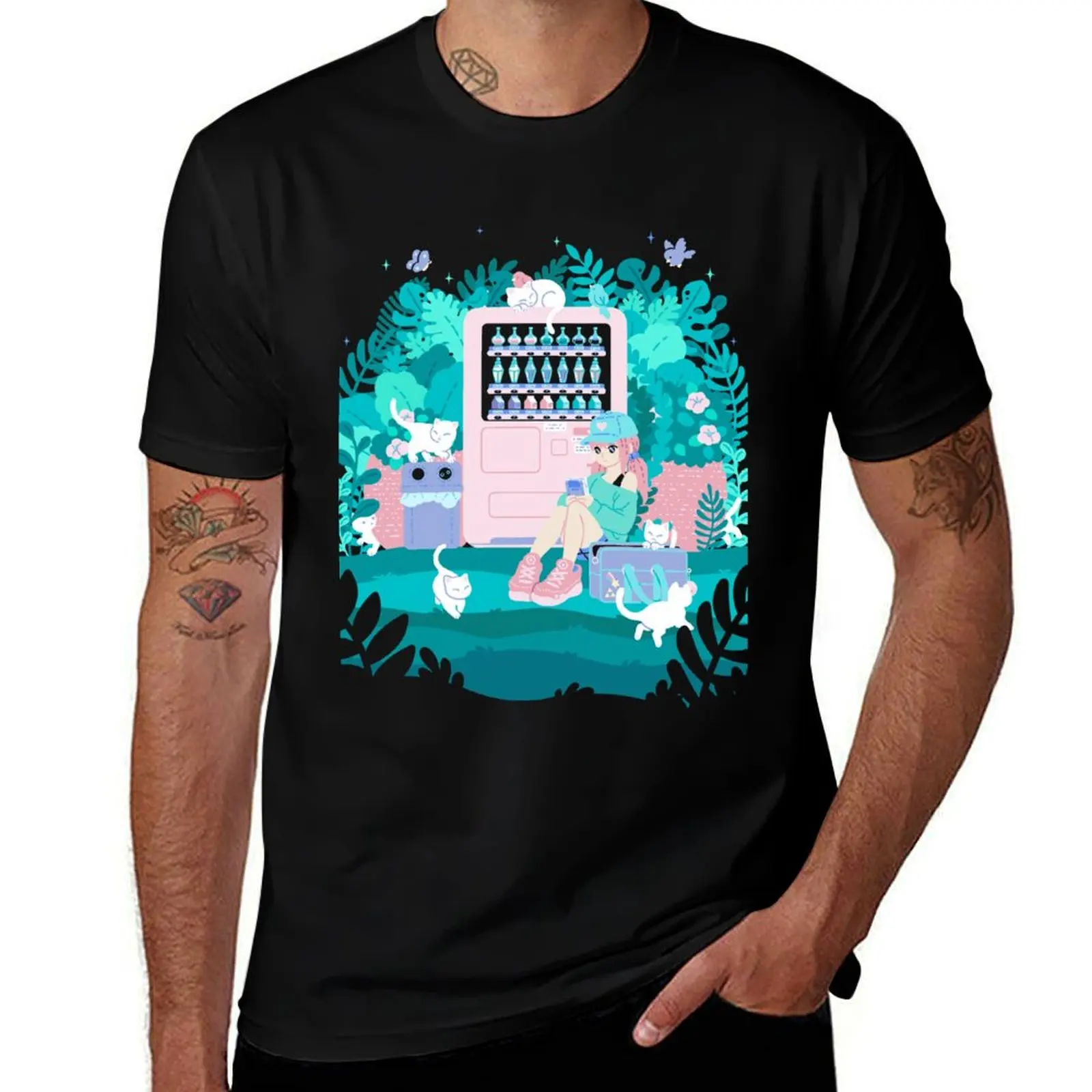 Cats Vending T-Shirt Casual Lightweight Short Sleeve Top