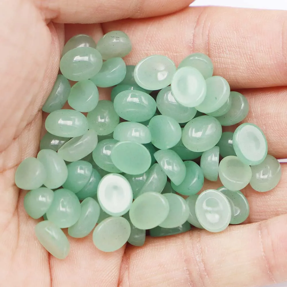 

2023 New Top Quality Natural Green Aventurine Stone Oval Shape Cab Cabochons Beads for Jewelry Making 8x10mm Wholesale 100pcs