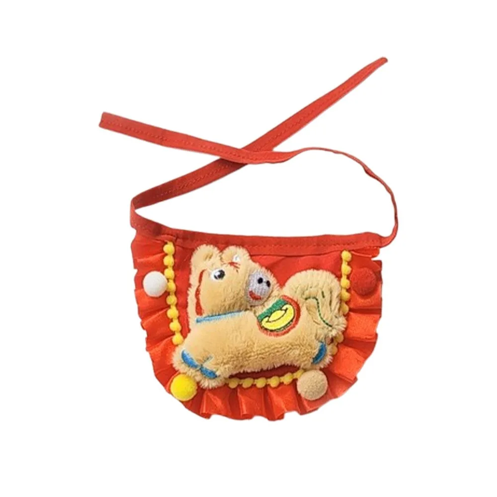 

Funny Chinese Style New Year Cat Collar Horse Pattern Cartoon Pet Cat Scarfs Warm Comfortable Cat Clothes New Year Celebration