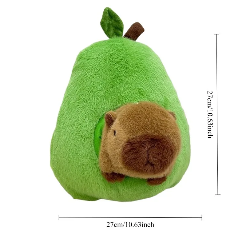 Urocza Kapibara w Plecaku Awokado, Kreskówkowa Kapibara Pluszowa, Kreatywna Pluszowa Zabawka, Torba na Owoce, Puszysta Poduszka, Prezent Urodzinowy