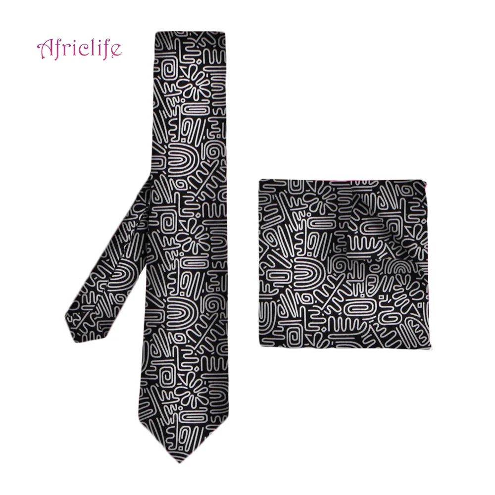 African Print Ankara Necktie and Pocket Square for Wedding Groom Groomsmen Christmas Father’s Day Gift Mens Bow Tie Set WYB309