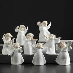 Porcelain Pretty Angel Figurine Ceramic Doll Statue Handmade Art Collectible Sculpture For Home Table Deco Birthday Wedding Gift