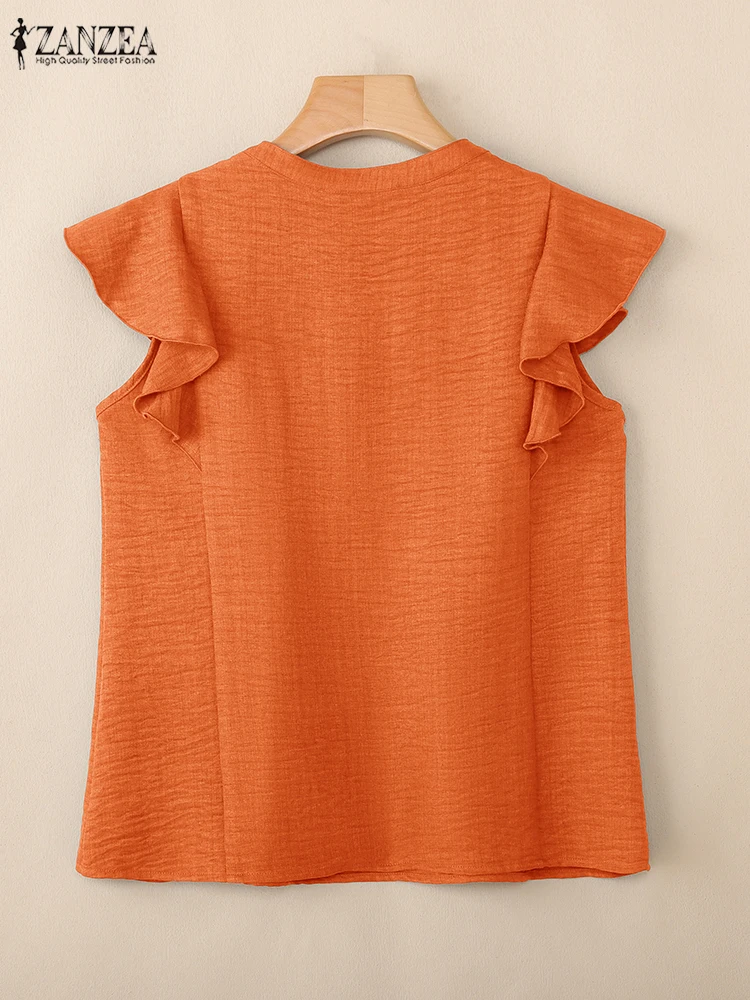 2025 Summer Women Tops ZANZEA Casual Short Sleeve Blouse Stylish V Neck Holiday Shirt Female Work Blusas Mujer Chemise Oversize