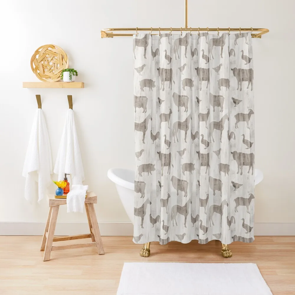 

Farm Animals - Light Barn Wood Shower Curtain Bathtub Modern Bathroom Accessories In The Bathroom Shower Bath Curtain