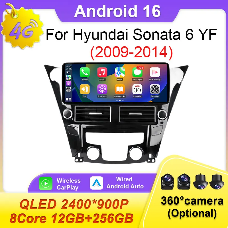 

Для Hyundai Sonata 6 YF 2009-2014: Автомобильная мультимедийная система Android 16 с GPS-навигацией, разделенным экраном, без 2-DIN плеера, Bluetooth, 4G, Wi-Fi