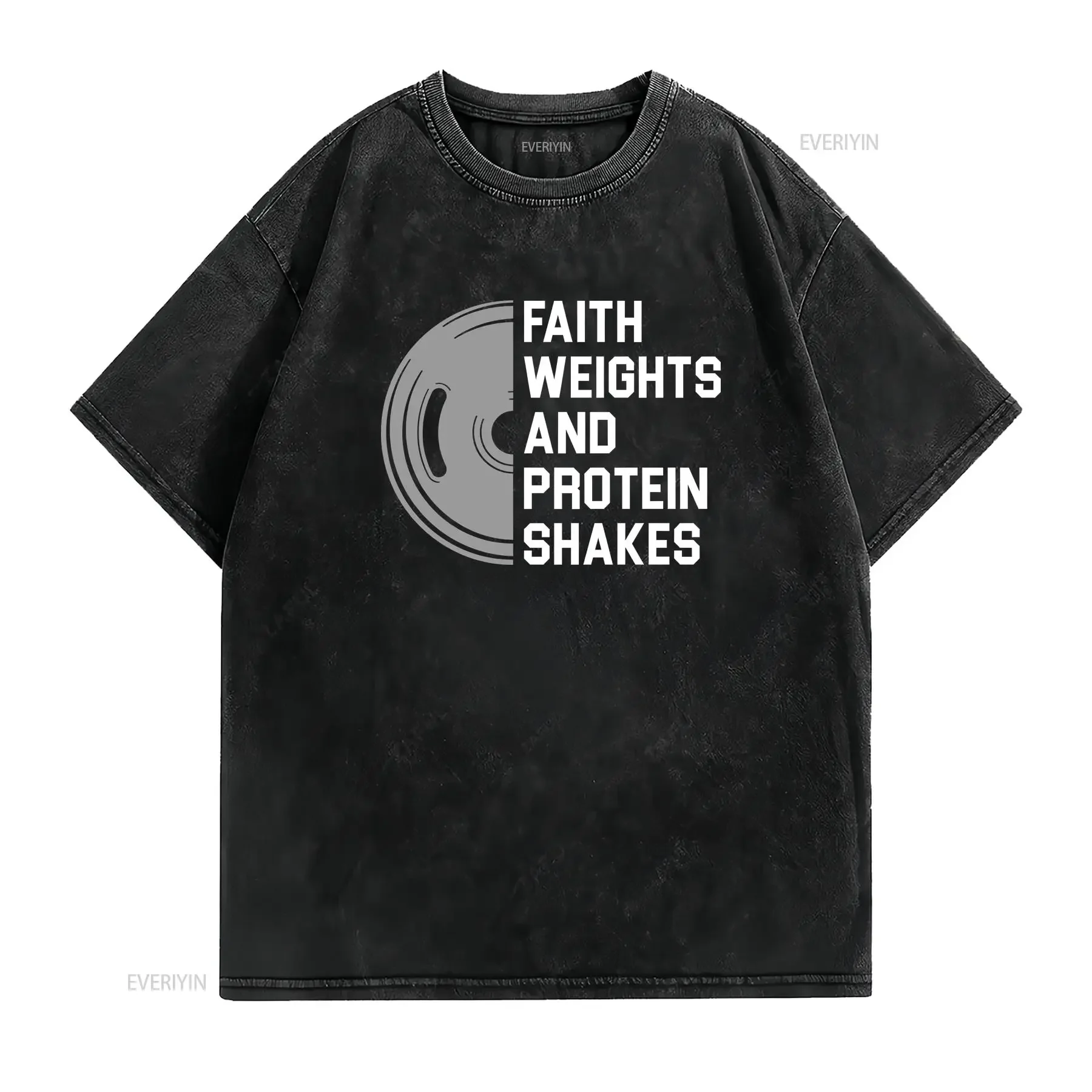 Gym T Shirt Weightlifting SquaT Lifting For Him Exercise OS4279 vintage Washed streetwear Slightly Casual Soft Stretched
