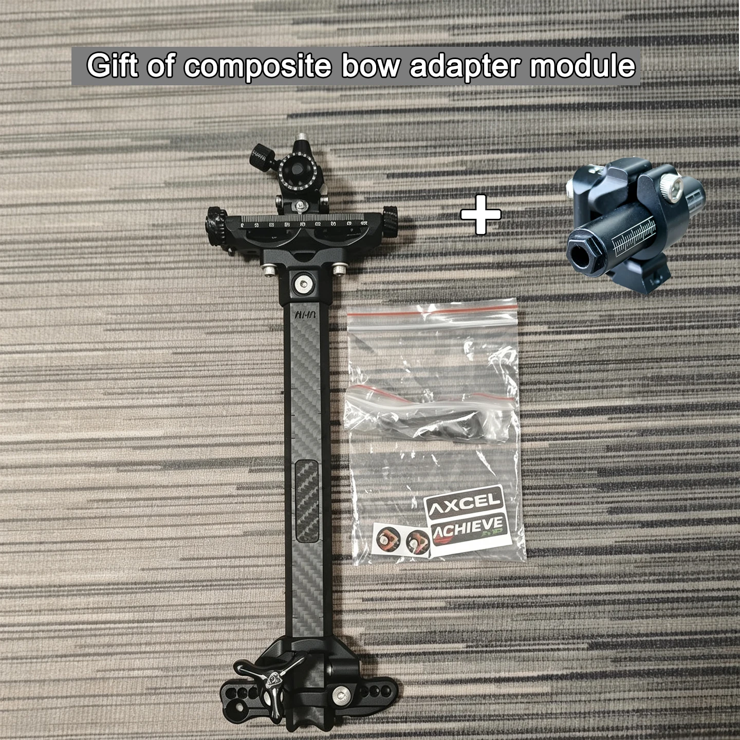 Carbon Fiber Recurve Bow Sight Extension Bar, 9 Inch Micro Adjust Target Archery Sight Mount 2 Hole Bracket for Comp