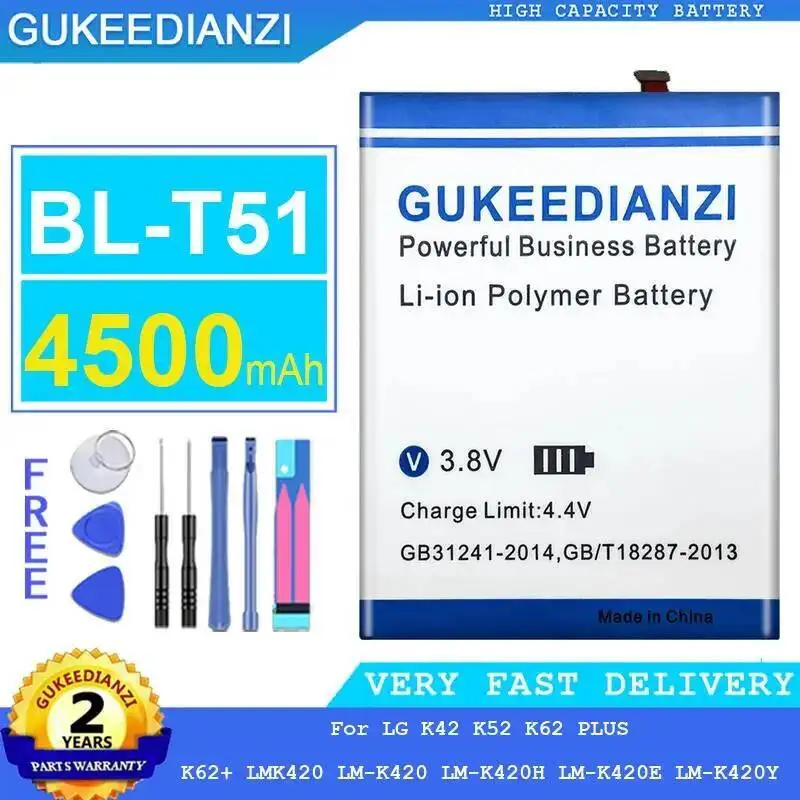 

Прочный аккумулятор для мобильного телефона LG K42 K52 K62 Plus K62 + LMK420 LM-K420 LM-K420H LM-K420E LM-K420Y BL-T51