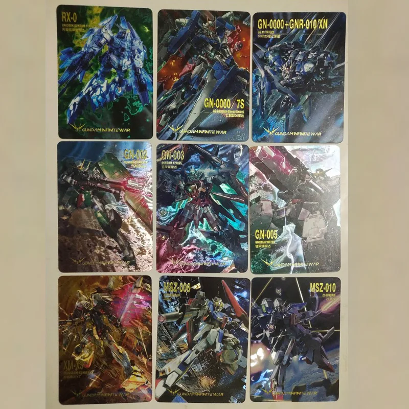 Gundam guerra infinita cartões flash coleção completa 1-8 volumes diy folha holográfica cartões de negociação presente para edição de colecionador