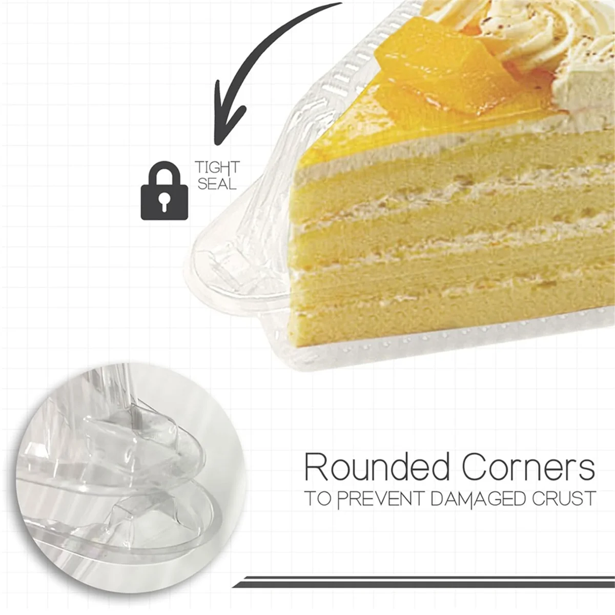 B60A50Pcs Cake Slice Containers with Hinged Lid,Disposable Pie Slice Boxes,Individual Cheesecake Containers,Cake Carriers