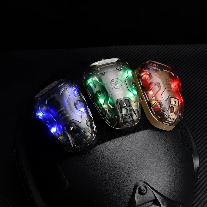 WADSN New Tactical Helmet Light - Red/Green/Blue Colorful Light & IR Light-Outdoor Signal Headlamp LED Strobe Transparent Shell