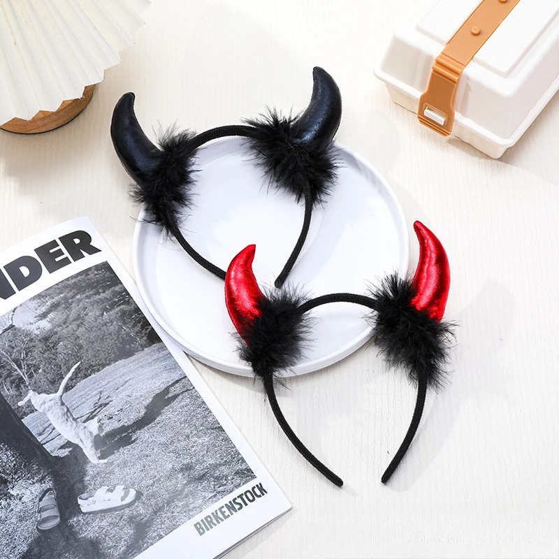 Dämon Stirnband Halloween Kinder Urlaub Party Kalb Horn Stirnband Tanz Cosplay Dress Up Requisiten Kopfbedeckung – Detail 1