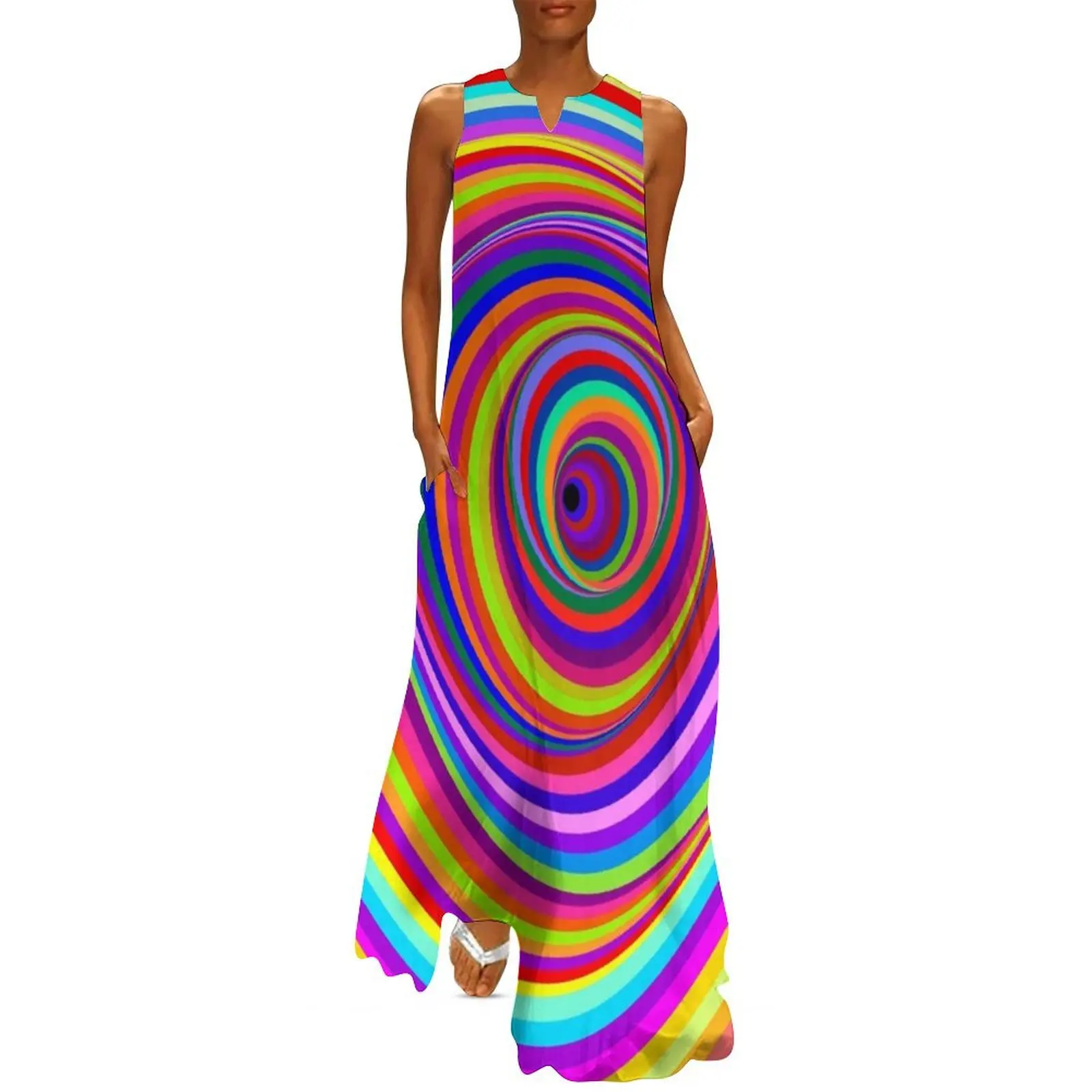 Hypnotic Psychedelic Rainbow Colors Vertigo Hole Long Dress purple dress Women's clothing clothes for women