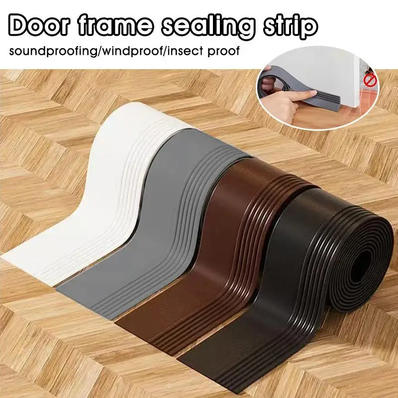 Flexible PVC Door Bottom Seal Strip Self-Adhesive Weatherproof Soundproof Sealing Windproof Dustproof Strip for Door Frame
