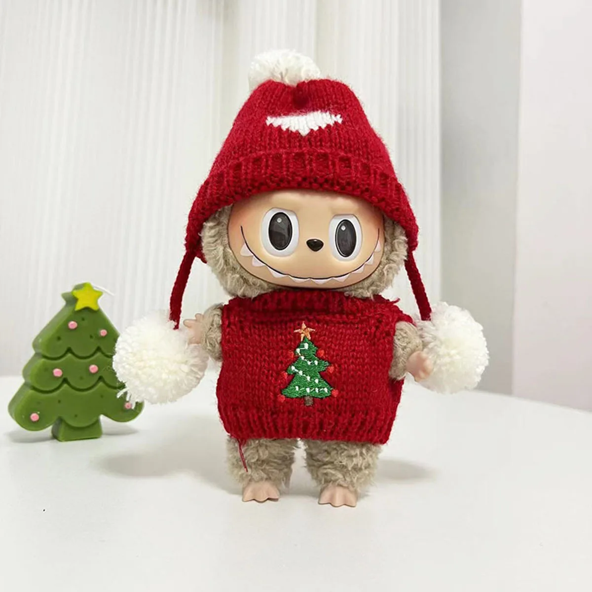 Мини-плюшевая кукла 17 см, аксессуары для одежды, рождественская одежда для Labubu, рождественский и новогодний комплект