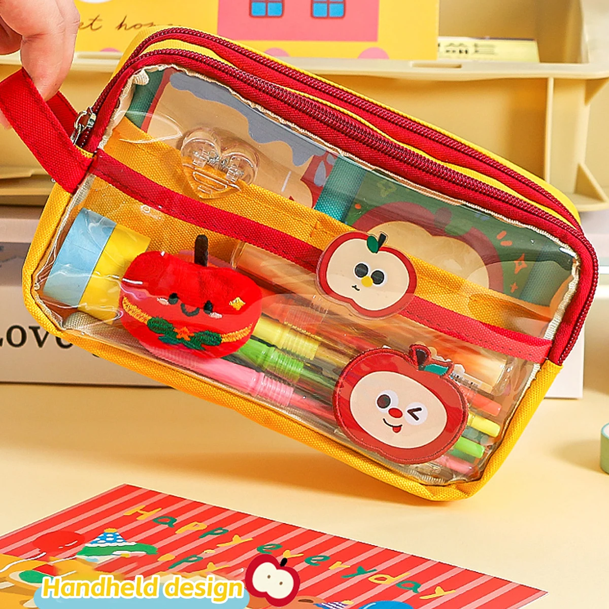 Large Capacity Pencil Bag Japanese Ins Style Multifunctional Bag Simple School Stationery Organizer for Junior High Students