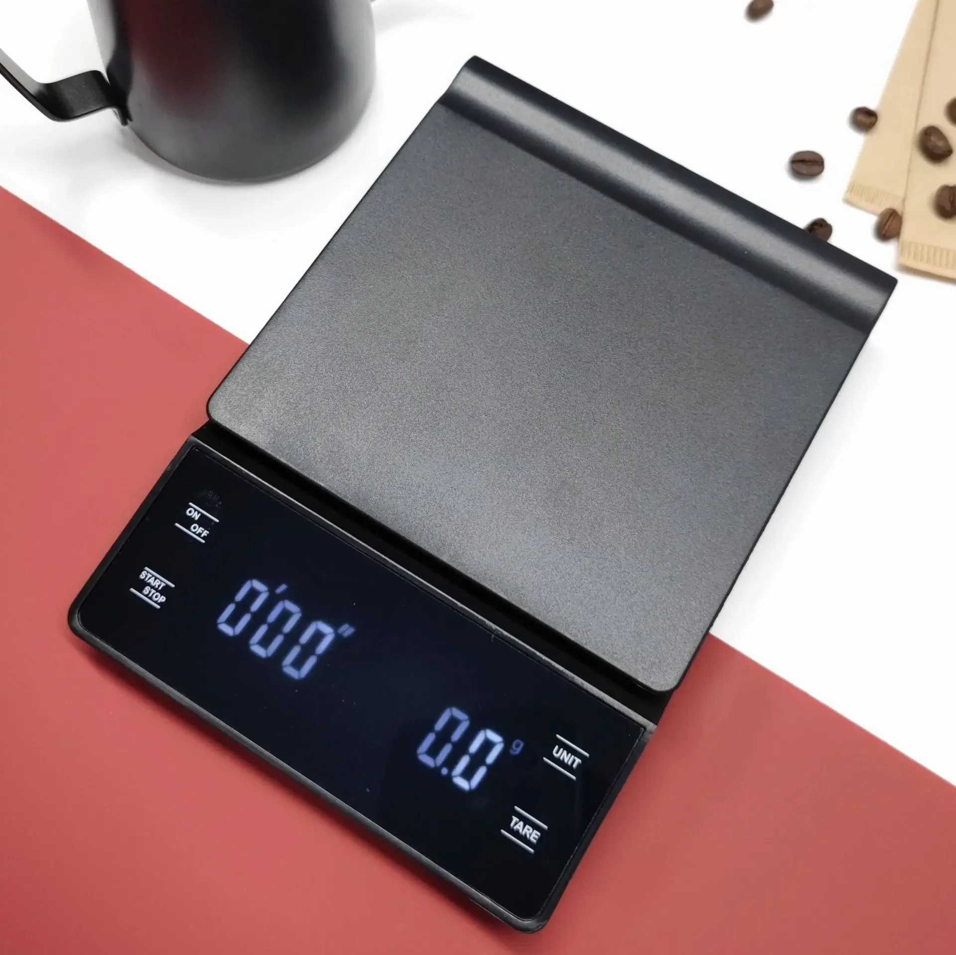 Italian hand brewing timing coffee electronic scale 0.1g precise LED touch screen button home baking kitchen scale