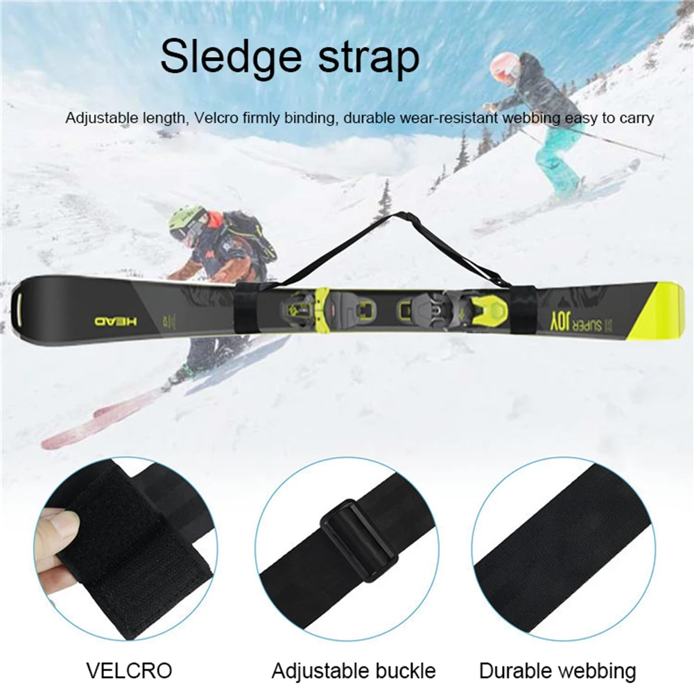 Adjustable Skiing Bags Handle Straps Porter Hook Loop Ski Snowboard Protect Pole EVA Nylon Tie Fastener Belt