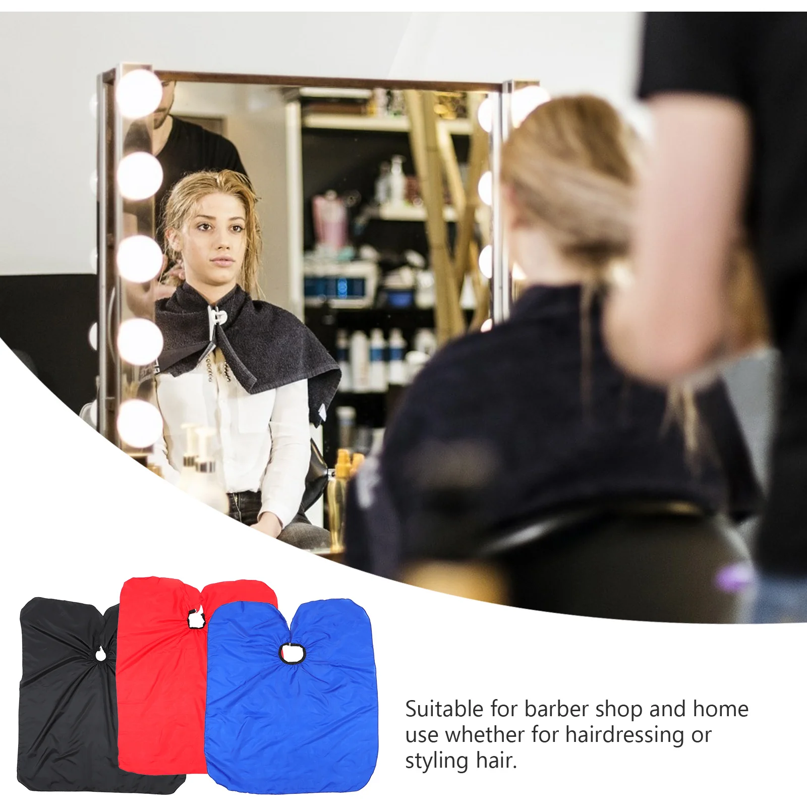 

3 шт., парикмахерская накидка, профессиональная парикмахерская накидка для укладки, эластичный шейный ремешок, салонное платье для стрижки, парикмахерские аксессуары, прочный металл