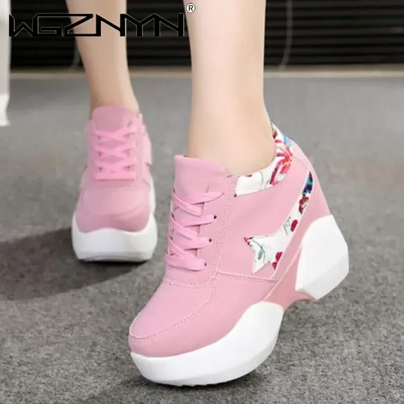 Women Sneakers 2026 Fashion Casual Shoes Woman Comfortable Breathable White Flats Female Platform Sneakers Chaussure Femme 10cm