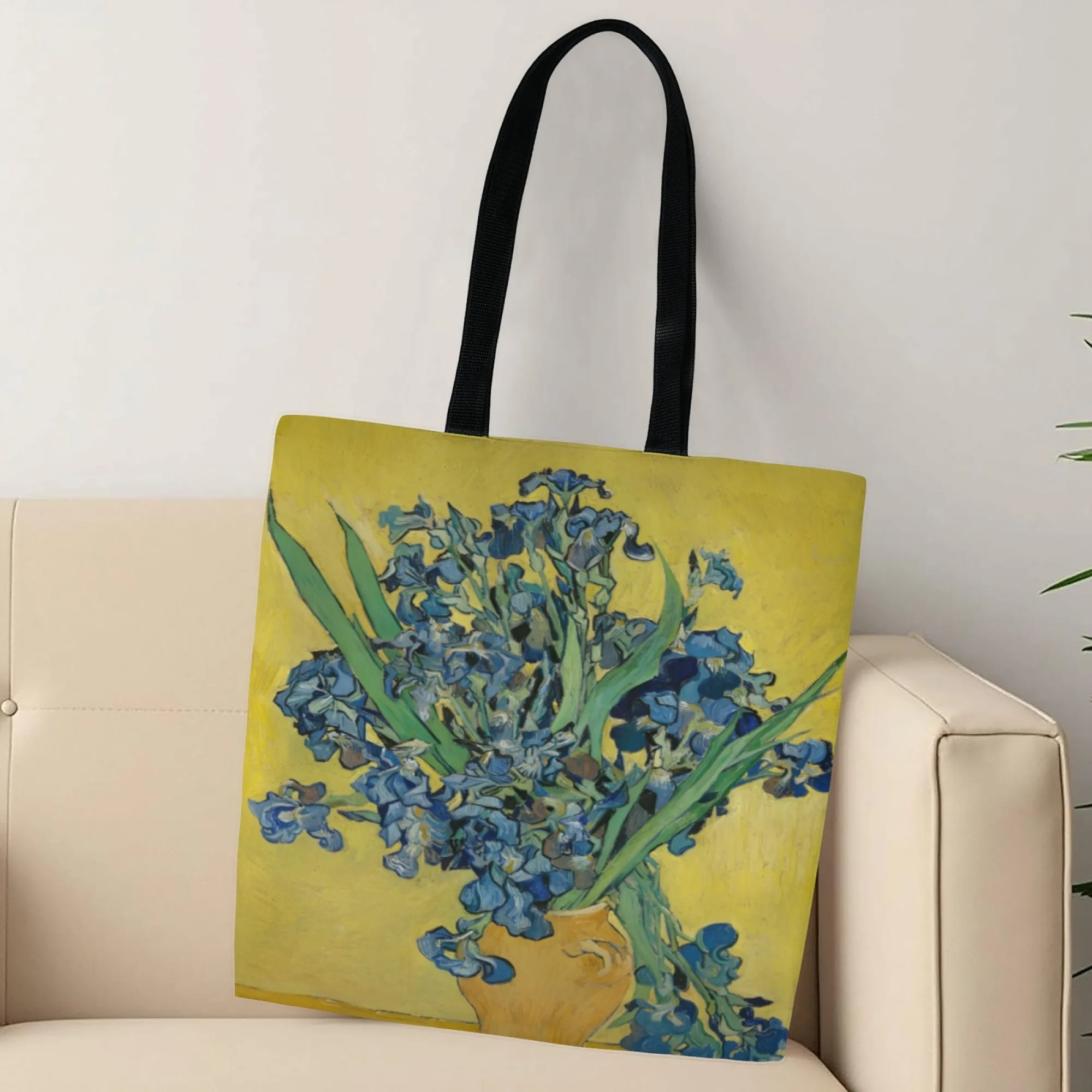

Van Gogh Series canvas Bag Oil Painting Irises Sunflower Apricot Flower Coffee Holder Handbag Lightweight Shoulder Bag