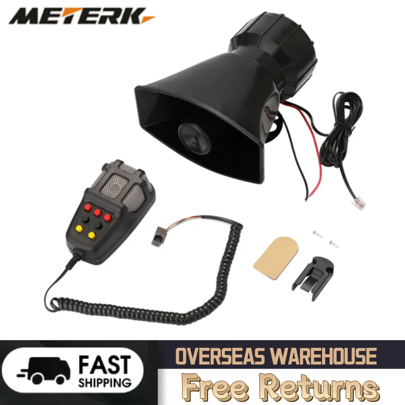 7-Tone Car Warning Siren Car Siren Horn Mic PA Speaker System Warning Amplifier Hooter 12V 80W 200dB Speaker Car Siren