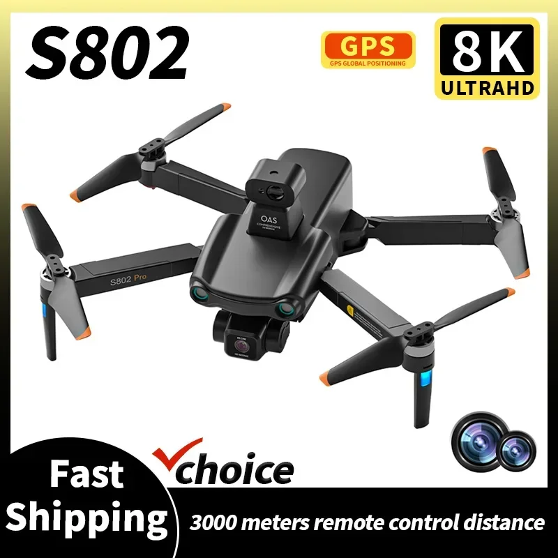 

S802 Drone Professional 3-axis Gimbal HD Foldable Dual Cameras EIS Anti-shake GPS Optical Flow Positionin WIFI RC FPV Drone