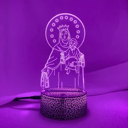 Newest 3D Illusion Lamp Madonna with Child Jesus Statue Night Light Blessed Virgin Mary and Baby Jesus Christ Figure Gifts