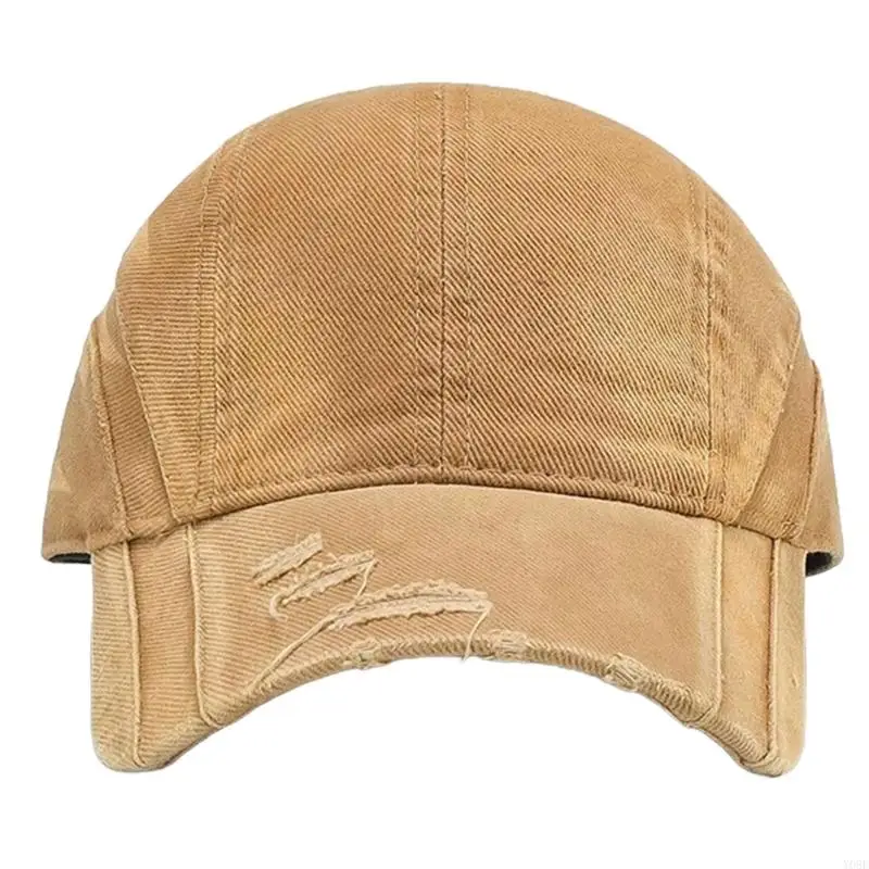 Weathered Baseball Cap for Adults Casual Hat with Distressed Bill and Adjustable Back Strap for Travel Daily Wear Y08E