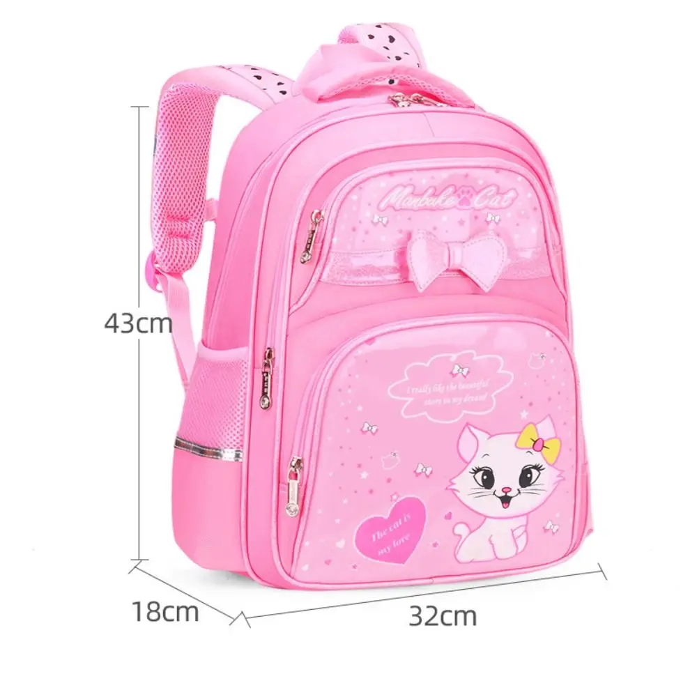 Mochila escolar de estilo coreano para niñas de 6 a 12 años, mochila con lazo para jardín de infantes, Princesa, gato pequeño, dibujos animados