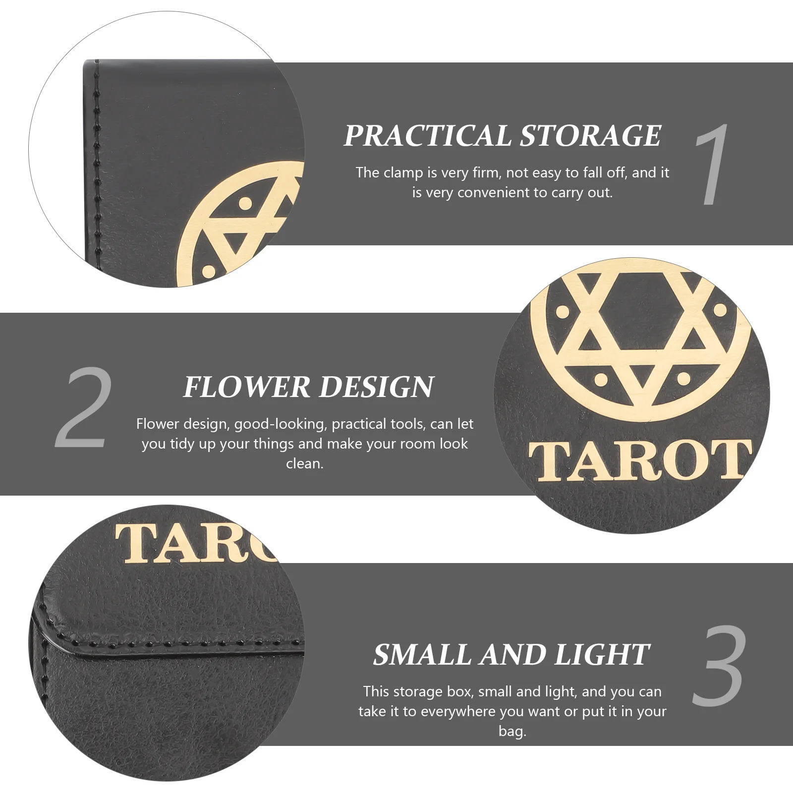 

PU Tarot Cards Storage Container Rectangular Holder Anti Drop Function Portable Card Organizer Tarot Storage Box