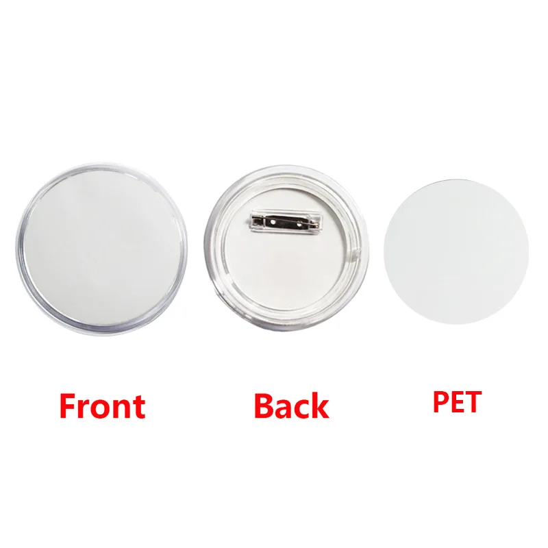 10pcs Brooch Sublimation DIY White Blank PET Circle Shaped Transparent Name Tag