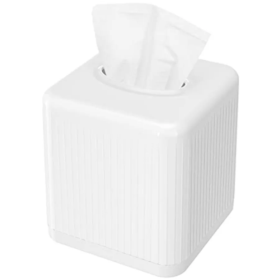 Tissue Box Cover with Base, Square Plastic Tissue Box Holder Decorative Tissue Cover Modern Cube Facial Tissue Dispenser for Ba
