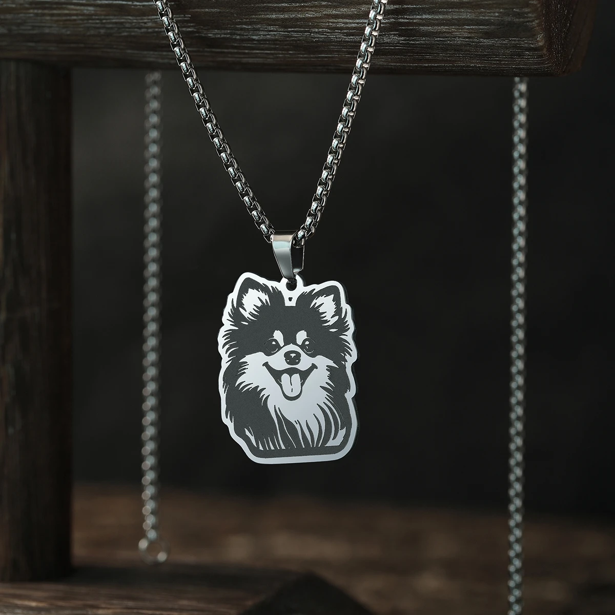 Kinitial Cartoon Pomeranian Dog Necklace For Women Men Lovely Animal Pet Lover Jewelry Pendant Necklace