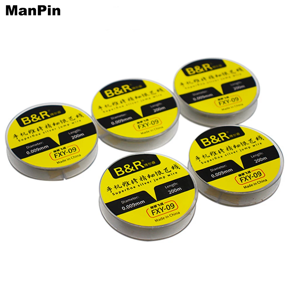 2pcs Tin Solder Wire Superfine Silver Jump Flying Line Mobile Phone Screen Mainboard CPU Chip Short Circuit Repair Tool 0.009mm