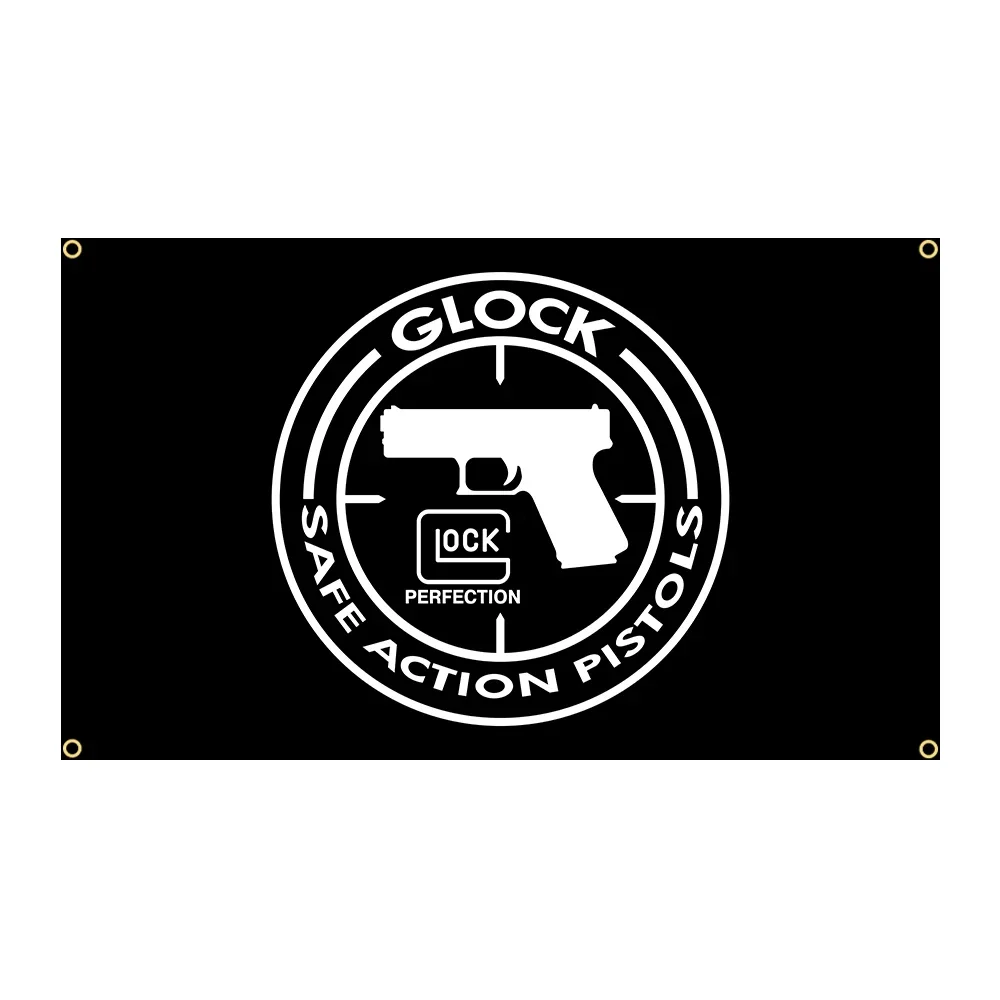 90x150cm Black Glocks Flag Polyester Printed Firearms Warning Protected Banner Home or Outdoor For Decoration