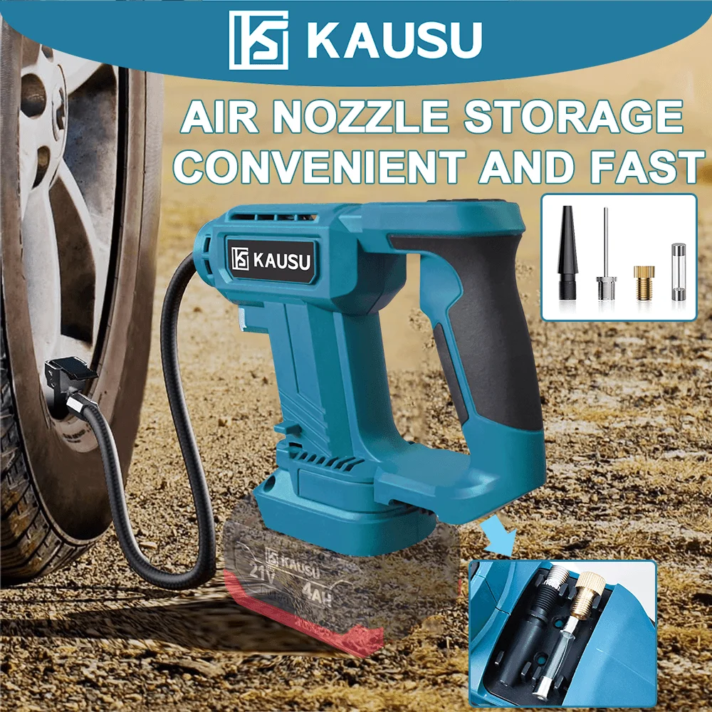 Беспроводной воздушный насос, портативный автомобильный насос для накачивания шин 2 в 1, воздушный компрессор с цифровым дисплеем, надувной насос для батареи Makita 18 В Беспроводной воздушный насос, портативный автомобильный насос для накачивания шин 2 в 1, воздушный компрессор с цифровым дисплеем, надувной насос для батареи Makita 18 В