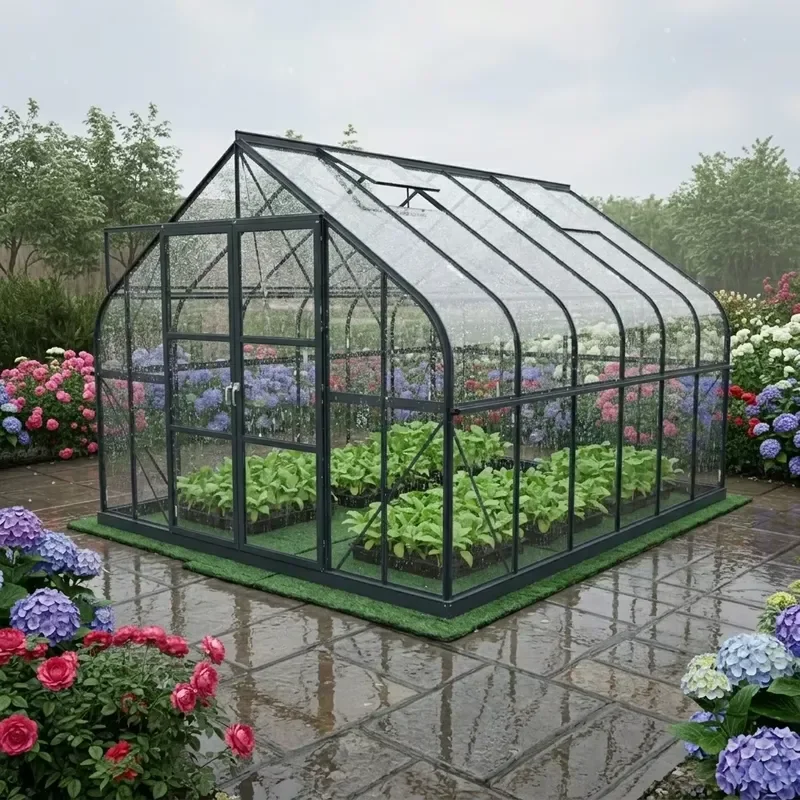 Super Strong 20-Year Warranty Thickened Double-Layer Rustproof Easy-Assembly Pro Aluminum Frame Tempered Glass Greenhouse for