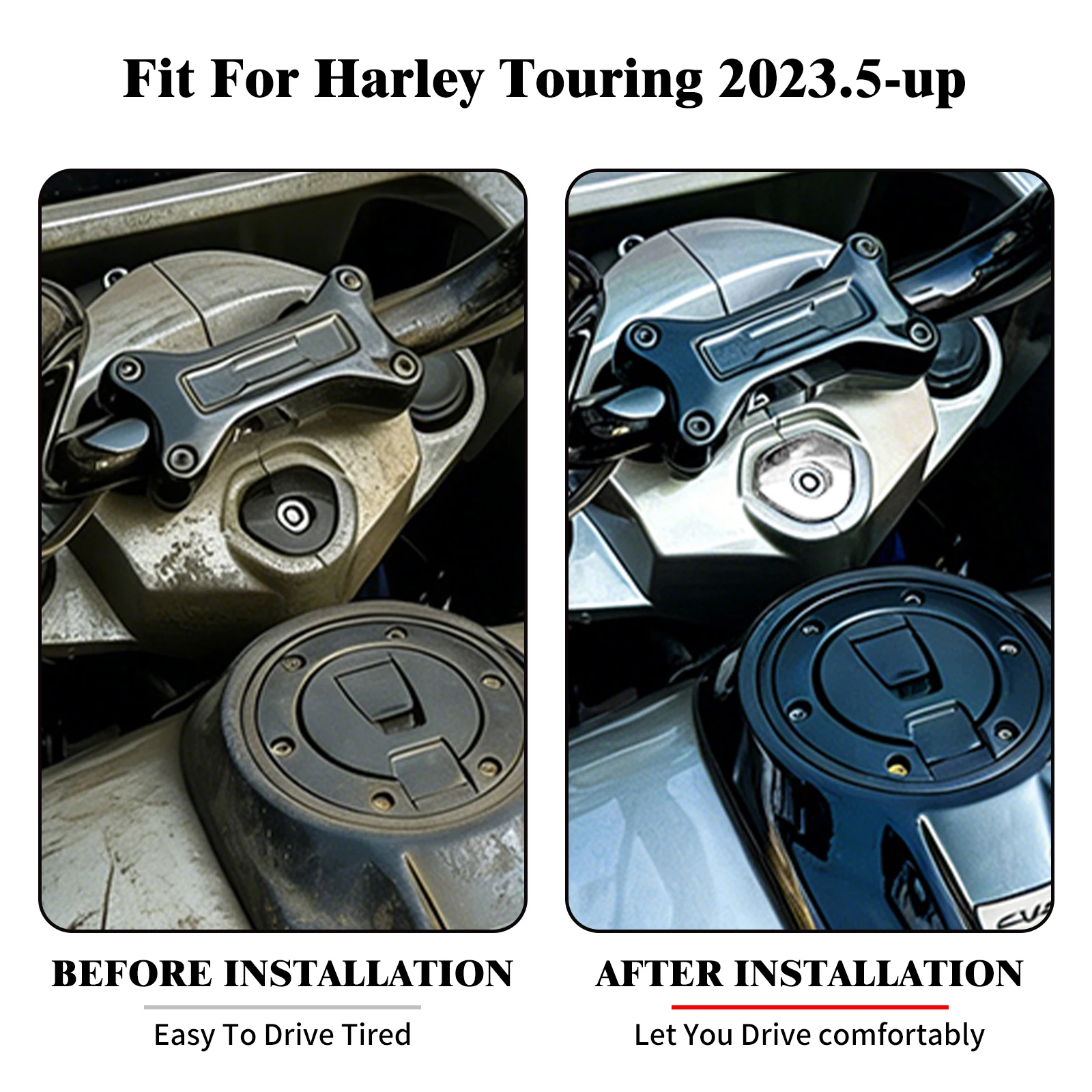 Motorcycle Fork Lock Cover Aluminum Ignition Switch Cover For Harley Touring Road King Road Glide Stree Electra Glide 2023.5-Up