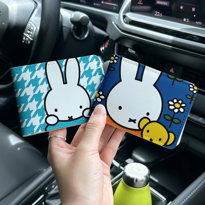 Miffy Rabbit Mini Wallet PU Leather Driver License Cover, Multi Card Slots ID Bank Card Holder, Storage Pouch Gift for Friends.