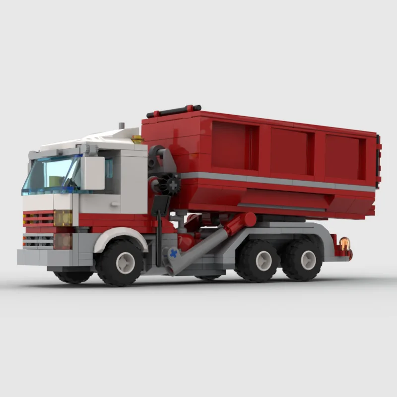 348pcs Transport Truck MOC Building Blocks Set 94056 Red Garbage Truck Assembled Educational Car Model Bricks Toy Holiday Gifts