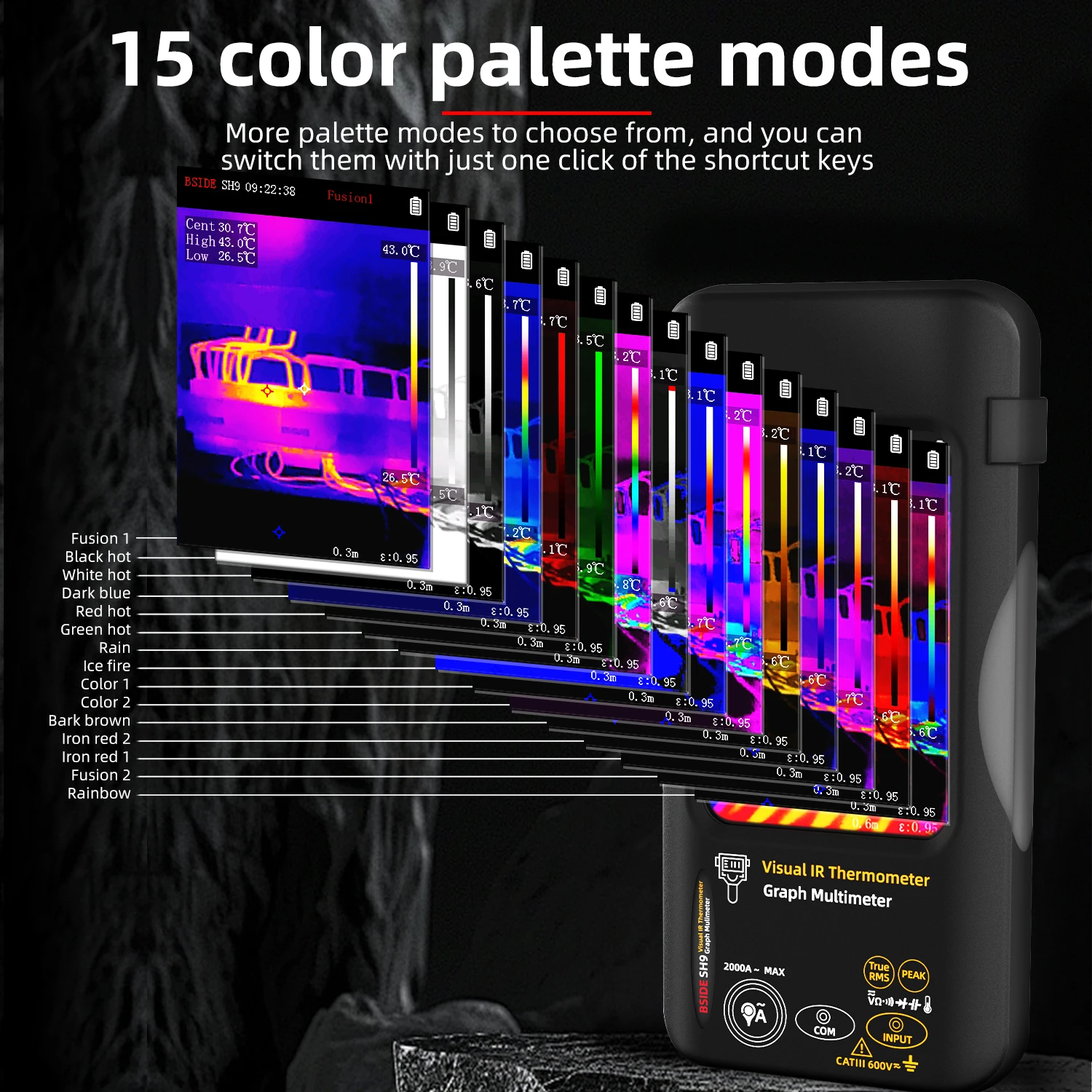 BSIDE SH9 Thermal Camera Industrial 3.98Inch PCB Thermal Imager, 20000counts Multimeter Circuit Board Electrical Inspect