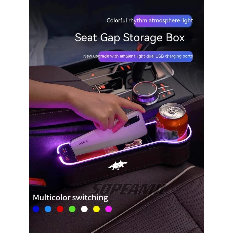 

Car USB Colour Lamp Seat Multifunctional Storage Case Seat Gap Box For Tesla Cyberbeast Model 3 Model Y Model S Model X Roadster